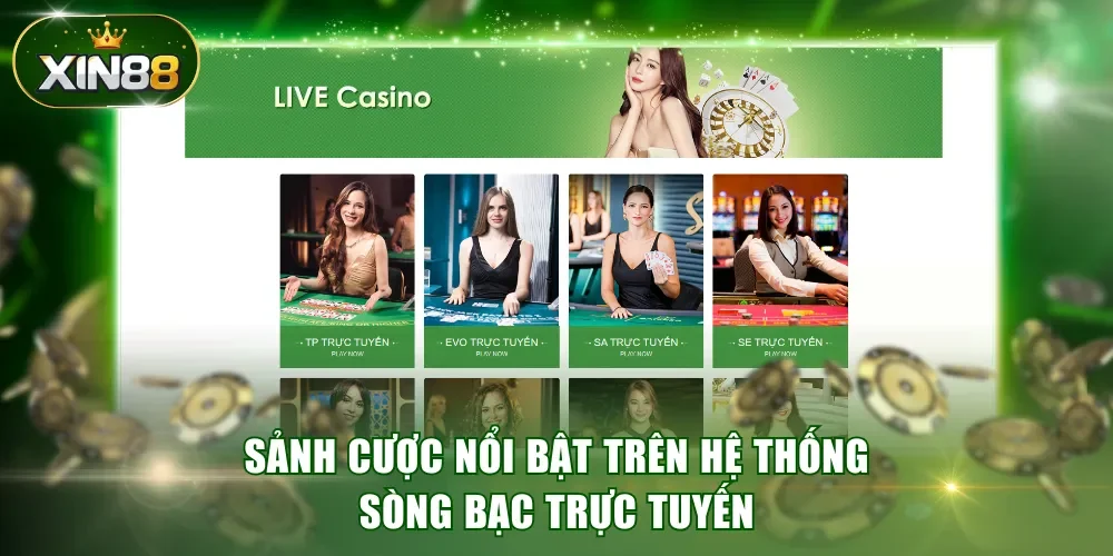 Sảnh cược nổi bật trên hệ thống sòng bạc trực tuyến